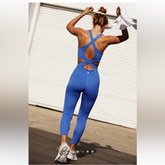 Free People NWT Back It Up Onesie Size Medium & Large in Swim Club ( Blue ) - Picture 3 of 10